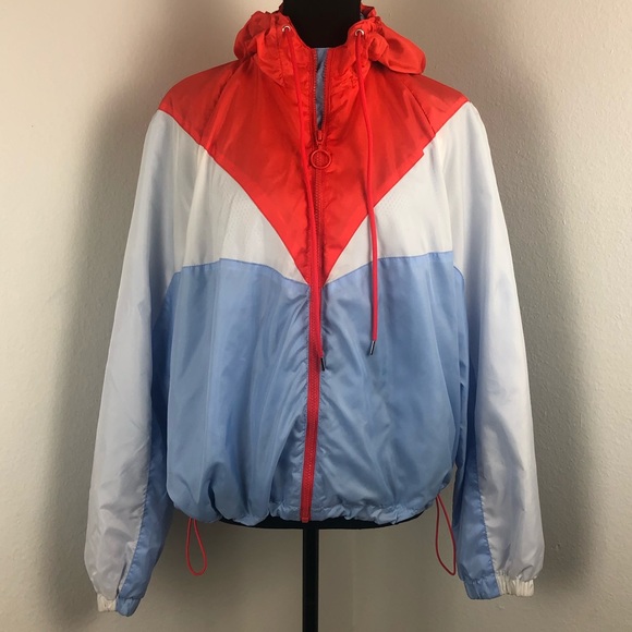 Jackets & Blazers - Ladies colorblock hooded windbreaker